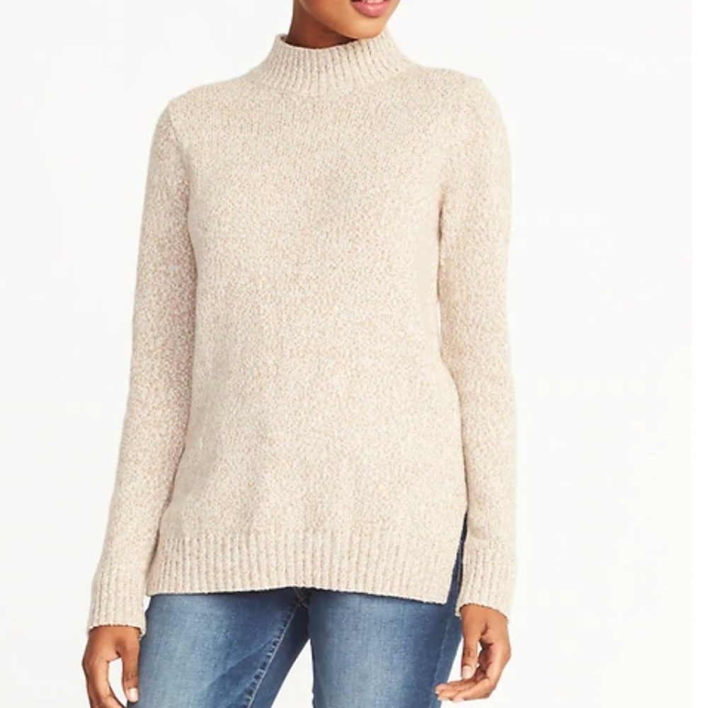 High Low Mock Neck Sweater- Cozy Plum, Size S